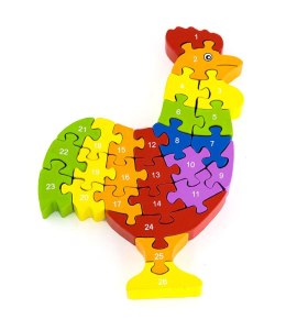 Drewniana Układanka Puzzle Kogucik 3D Alfabet Viga Toys Montessori