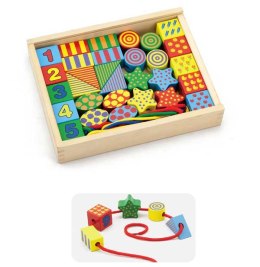 Drewniane Klocki Edukacyjne do nawlekania Nawlekanka dla dzieci Viga Toys Montessori