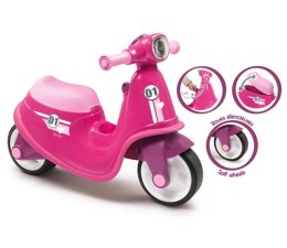 Smoby Różowy jeździk skuter Ciche koła Pink Scooter