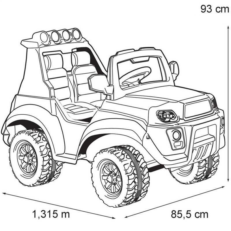 Feber Duży Jeep samochód na akumulator 12V światła