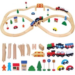 Drewniana Ogromna Stacja kolejowa 49 elementów Pociąg Kolejka Viga Toys