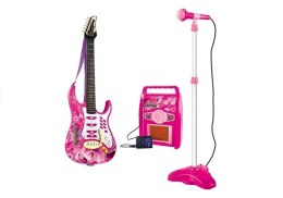 Gitara Elektryczna Struny Mikrofon Wzmacniacz Róż, Niebieski
