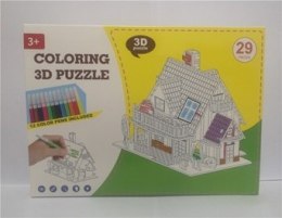 Puzzle 3D do kolorowania domek 29el.