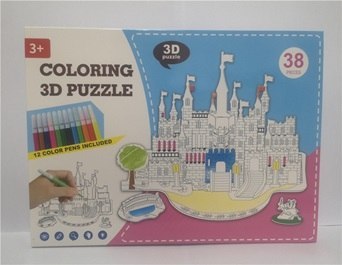 Puzzle 3D do kolorowania zamek 38el.