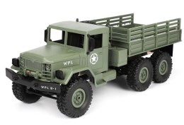 Ciężarówka wojskowa WPL B-16 (1:16, 6x6, 2.4G, LiPo, czas pracy 40 min) - Zielony - POSERWISOWY (brak silnika i przekładni)