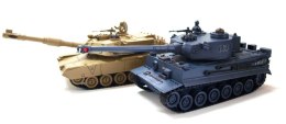 Zestaw wzajemnie walczących czołgów PK German Tiger i Abrams M1A2 1:28 - POSERWISOWY (sprawny)