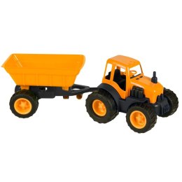 Traktor z Przyczepą Na Gumowych Kołach Pomarańczowy Mochtoys