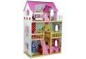 Domek dla lalek Drewniany Melisa Różowy LED