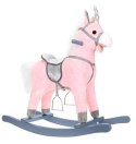Koń na biegunach 74cm różowo-srebrny K9337