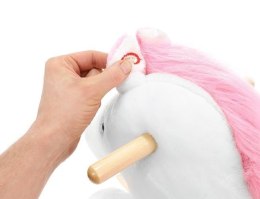 Koń na biegunach bujak 70cm biało-różowy