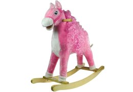 Koń Na Biegunach Różowy z Lokami Dźwięki 74 cm