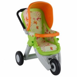 Duży wózek spacerówka dla lalek zielono-pomarańczowy