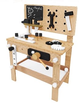 Warsztat z narzędziami drewniany na stoliku zestaw