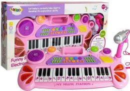 Keyboard z Mikrofonem Różowy 31 Klawiszy Odgłosy Zwierząt USB