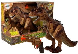 Ruchomy Dinozaur Tyranozaur z Pistoletem Na Parę Dźwięk Światła Żółty