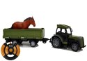 Zielony Traktor z Niską Przyczepą Figurka Konia Zdalnie Sterowany 2.4G