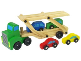 Drewniana Zielona Laweta Ciężarówka z Samochodzikami Klocki