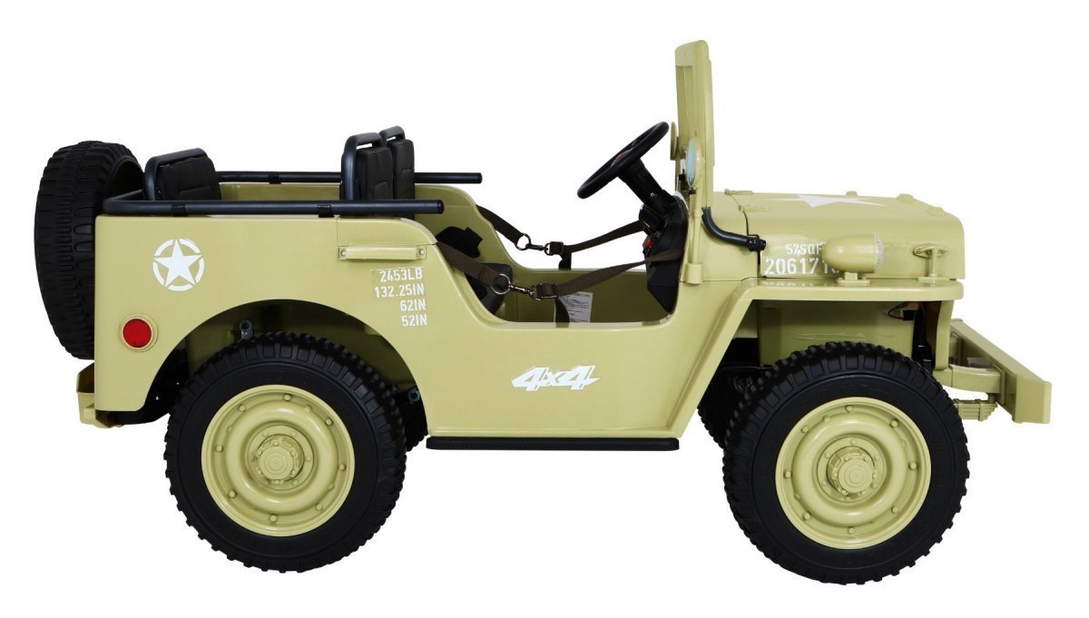 Auto Jeep Willys na akumulator Retro Wojskowy 24V 4x4 Matcha