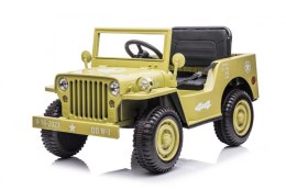 Auto Jeep Willys na akumulator 4x4 Retro Wojskowy Beżowy