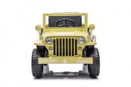 Auto Jeep Willys na akumulator 4x4 Retro Wojskowy Beżowy