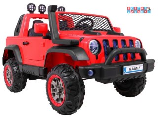 Auto terenowe AllRoad dla 2 dzieci Czerwony + Napęd 4x4 + Pilot + Wolny Start + MP3 LED