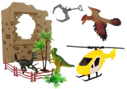 Duży Park Dinozaurów Zestaw Dinozaury Auto Helikopter Jurassic