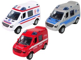 Metalowe Autko Mini Van Straż Pożarna Policja 8cm HKG068
