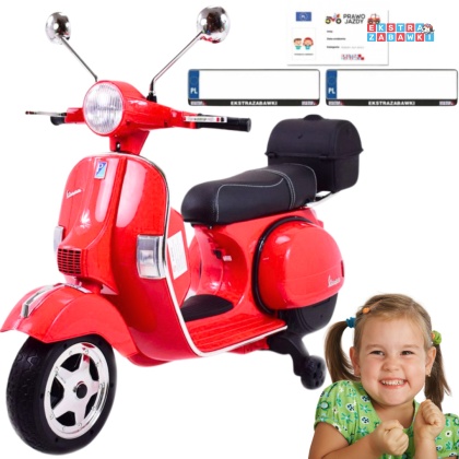 Motor na akumulator Skuter Vespa Czerwony