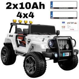 Auto na akumulator Monster Jeep WXE1688 2 x 12V 10Ah 4x4 Biały