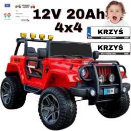 Auto na akumulator Monster Jeep WXE1688 24V 7Ah 4x90W Czerwony