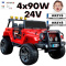 Auto na akumulator Monster Jeep WXE1688 24V 7Ah 4x90W Czerwony