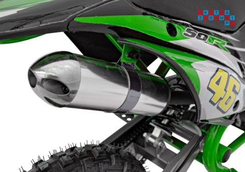 [DB709] Motocykl RENEGADE 50R CROSS 49CC spalinowy pompowane koła, kluczyk - zielony