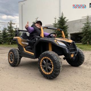 Buggy ATV Racing dwuosobowy na akumulator - złoty, 4x200W 24V/14Ah, pilot, panel muzyczny, EVA, ekoskóra [A032]