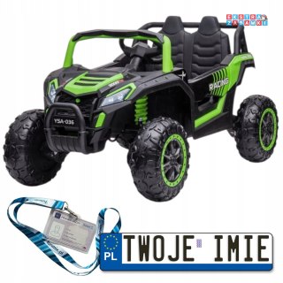 Zielony UTV 2000M buggy na akumulator dwuosobowy - zielony, 4x45W, koła EVA, pokrowiec, pilot, LED [A036]