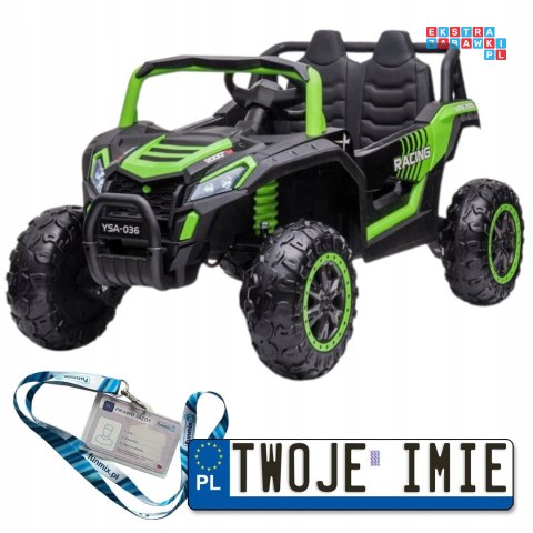 [A036] Buggy UTV 2000M Racing 4x45W 12V/10Ah koła EVA, pokrowiec, pilot, LED - zielony
