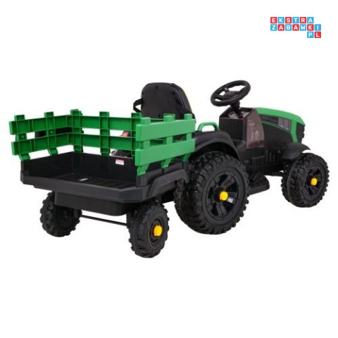 [BDM0925] Traktor TITANIUM z przyczepą 2x45W 12V/7Ah pilot, pokrowiec, koła EVA, MP3 - zielony