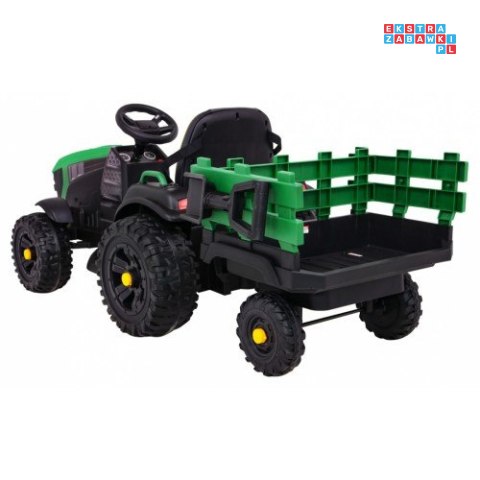 [BDM0925] Traktor TITANIUM z przyczepą 2x45W 12V/7Ah pilot, pokrowiec, koła EVA, MP3 - zielony