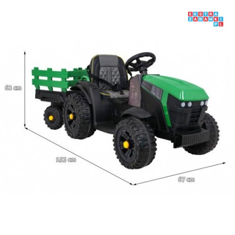 [BDM0925] Traktor TITANIUM z przyczepą 2x45W 12V/7Ah pilot, pokrowiec, koła EVA, MP3 - zielony