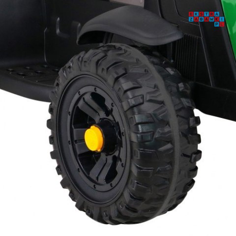 [BDM0925] Traktor TITANIUM z przyczepą 2x45W 12V/7Ah pilot, pokrowiec, koła EVA, MP3 - zielony
