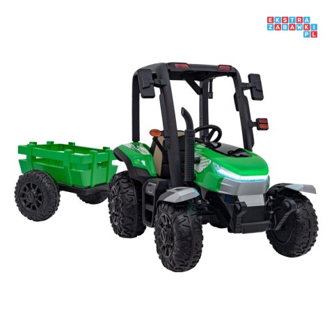 [BLT-206] Duży traktor BLAST z przyczepką na akumulator 2x200W 24V/9Ah EVA pilot MP3 - zielony