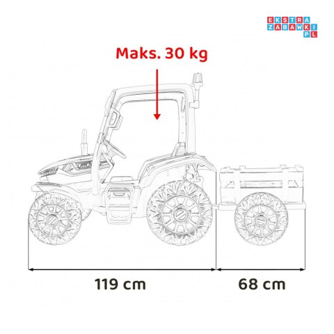 [BLT-206] Duży traktor BLAST z przyczepką na akumulator 2x200W 24V/9Ah EVA pilot MP3 - zielony