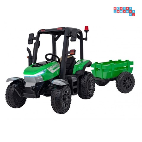 [BLT-206] Duży traktor BLAST z przyczepką na akumulator 2x200W 24V/9Ah EVA pilot MP3 - zielony