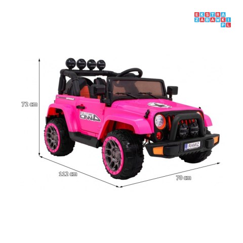 [BRD-7588] Terenowy Full Time 4WD 4x40W 12V/10Ah koła EVA, pilot, LED - różowy