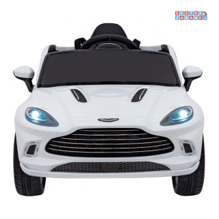 Biały Aston Martin DBX na akumulator - 4x25, 12V/7Ah, Pilot, EVA, Wolny Start, Audio, LED - [S310]
