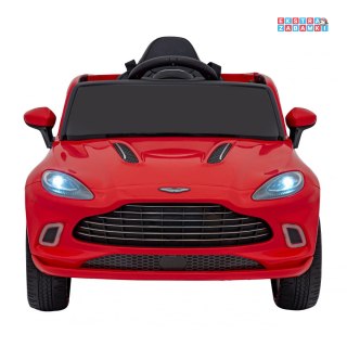 Czerwony Aston Martin DBX na akumulator - 4x25, 12V/7Ah, Pilot, EVA, Wolny Start, Audio, LED - [S310]