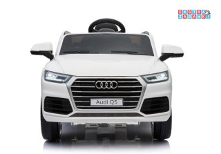 Białe Audi Q5 na akumulator - 2x45W, Pilot, Ekoskóra, EVA, LED