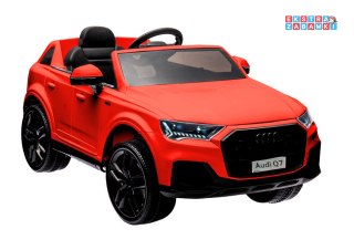 Czerwone Audi Q7 na akumulator - 2x45W, 12V/7Ah, lakierowany, ekoskóra, EVA, MP3 - [19524]