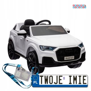 Białe Audi Q7 New lift na akumulator - ekoskóra, LED, koła EVA, MP3, bluetooth