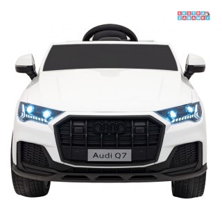 Białe Audi Q7 New lift na akumulator - ekoskóra, LED, koła EVA, MP3, bluetooth