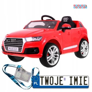 Czerwone Audi Q7 Quattro S-Line na akumulator - 2X45W, Pilot, Wolny Start, EVA, Radio MP3, LED